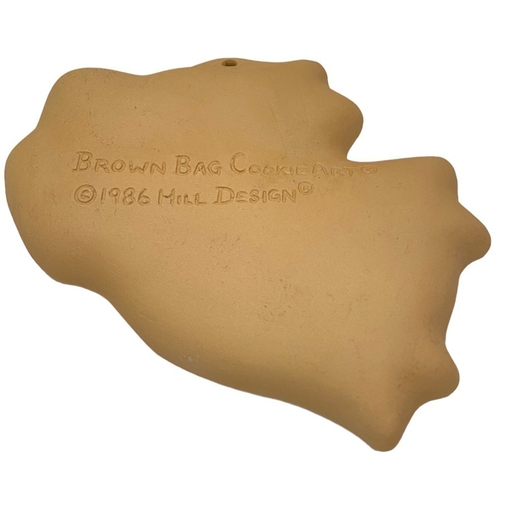 VTG 1986 Hill Designs Brown Bag Cookie Art Stoneware Flying Angel Cookie Mold - Picture 4 of 6